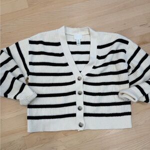 H&M Black and Cream Striped Cardigan